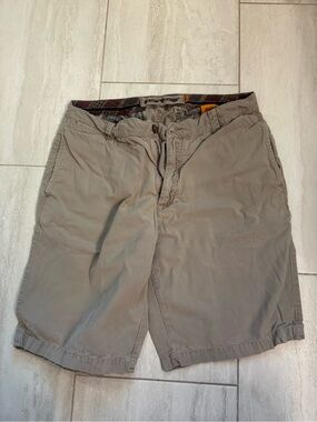 Tailor Vintage Men's Taupe Flat-Front Cotton Shorts
